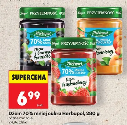 Dżem z czarnych porzeczek Herbapol 70% mniej cukru promocja w Biedronka
