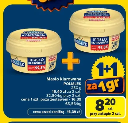 Masło klarowane Polmlek promocja w Carrefour