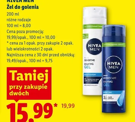 Żel do golenia Nivea Men Sensitive promocja w Lidl