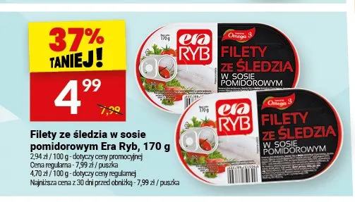 Filety ze śledzia w sosie pomidorowym Era Ryb promocja w Twój Market