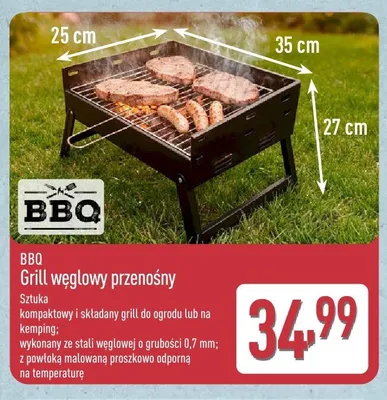 Grill węglowy przenośny BBQ promocja w Aldi