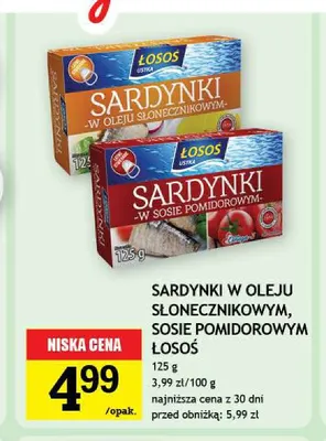 Sardynki w sosie pomidorowym Łosoś promocja w Gram Market