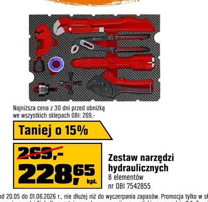 Zestaw narzędzi hydraulicznych 8 elementów promocja w OBI