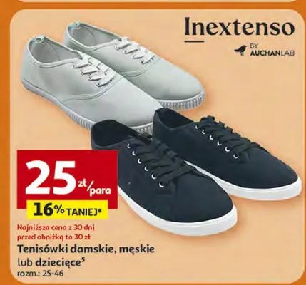 Tenisówki damskie, męskie lub dziecięce promocja w Auchan