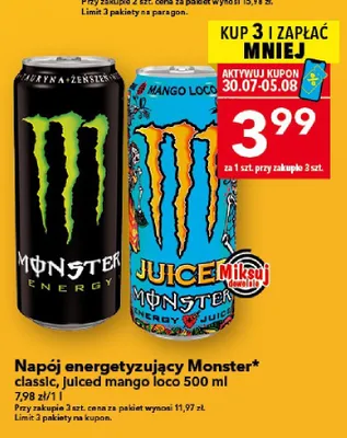 Napój energetyzujący Monster classic promocja w LEWIATAN