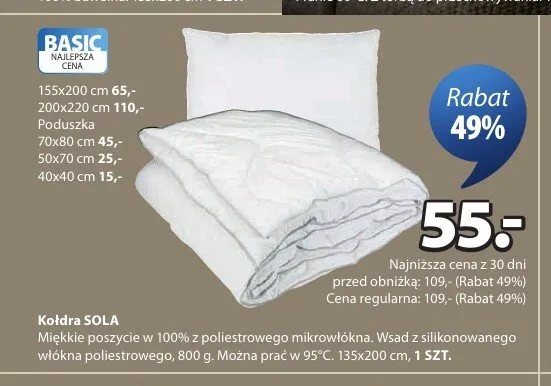 Poduszka SOLA 50x70cm promocja w Jysk