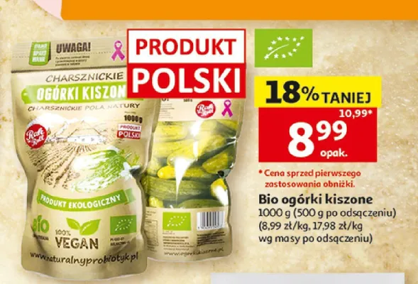 Bio ogórki kiszone Charsznickie promocja w Auchan