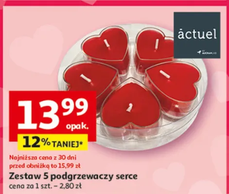 Zestaw 5 podgrzewaczy serce promocja w Auchan