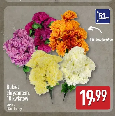 Bukiet chryzantem 18 kwiatów promocja w Aldi