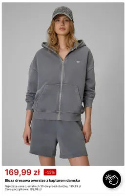 Bluza dresowa oversize z kapturem damska 4F promocja w 4F