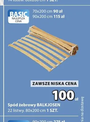 Spód żebrowy Balkjosen 80x200 cm promocja w Jysk