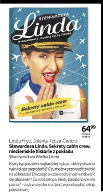 Książka Stewardesa Linda. Sekrety cabin crew, nieziemskie historie z pokładu Linda Fryc, Jolanta Tęcza-Ćwierz oprawa miękka promocja w Empik