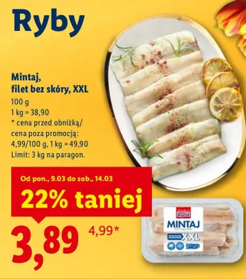 Mintaj filet bez skóry XXL promocja w Lidl