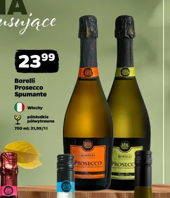 Wino musujące Borelli Prosecco Spumante półwytrawne promocja w Netto
