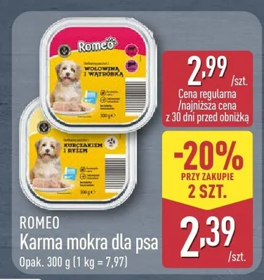 Karma mokra dla psa Romeo promocja w Aldi