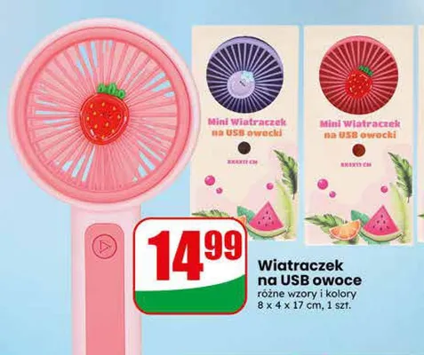 Wiatraczek na USB owoce 8x4x17cm promocja w Dino