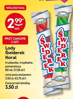 Lody Świderek Koral pomarańcza promocja w Żabka