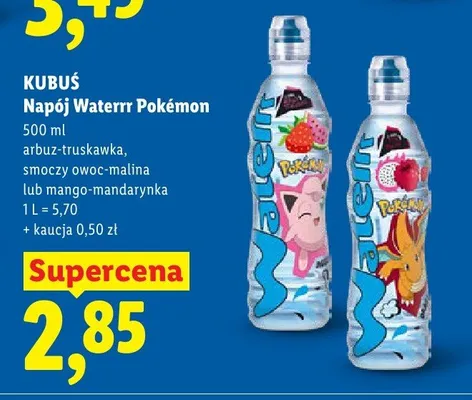 Napój Waterrr Pokémon mango-mandarynka promocja w Lidl