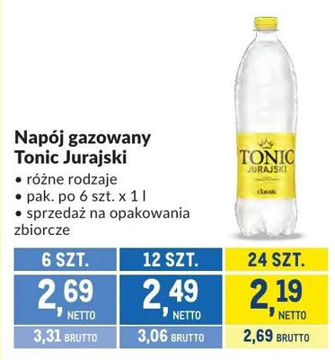 Napój gazowany Tonic Jurajski promocja w Makro