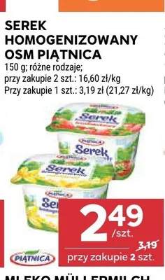 Serek homogenizowany stracciatella OSM Piątnica promocja w Stokrotka