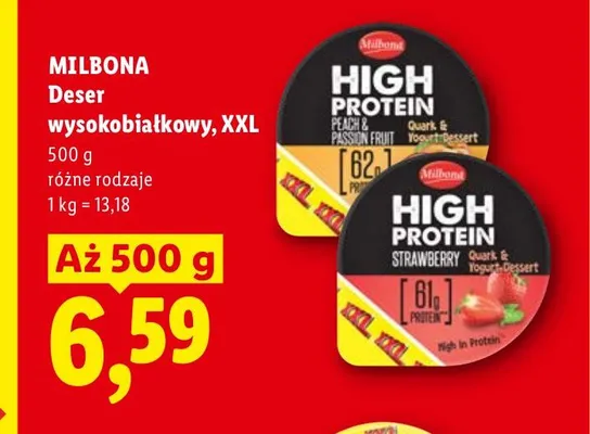 Deser wysokobiałkowy Milbona High Protein truskawka XXL promocja w Lidl