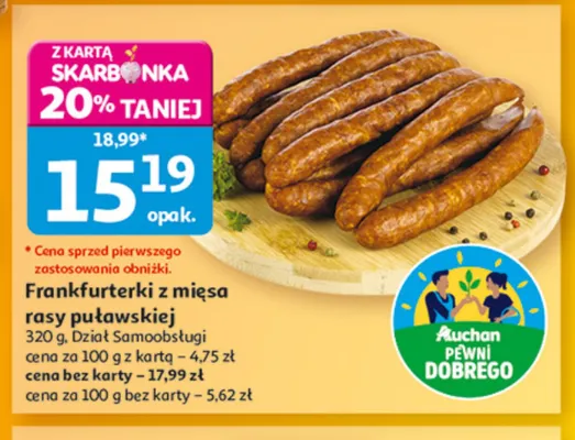 Frankfurterki z mięsa rasy puławskiej Auchan Pewni Dobrego promocja w Auchan