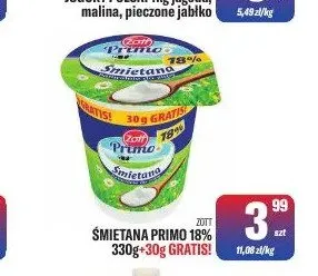Śmietana Primo 18% Zott promocja w Tomi Markt