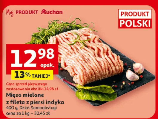 Mięso mielone z fileta z piersi indyka promocja w Auchan