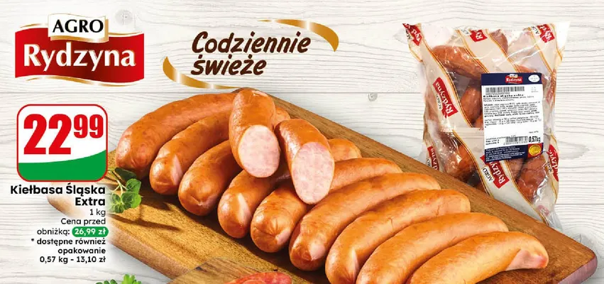 Kiełbasa śląska extra Agro Rydzyna promocja w Dino