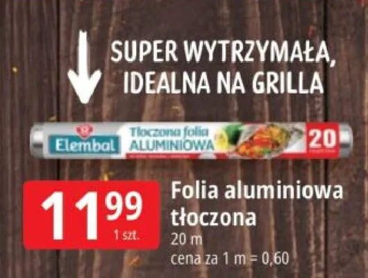 Folia aluminiowa tłoczona Elembal 20m promocja w Leclerc