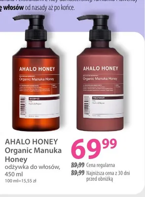 Organic Manuka Honey odżywka do włosów Ahalo promocja w Hebe