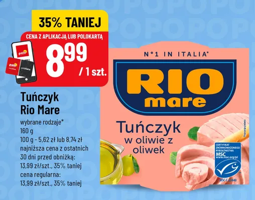 Tuńczyk w oliwie z oliwek Rio Mare promocja w POLOmarket