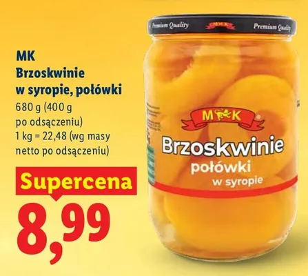 Brzoskwinie w syropie, połówki promocja w Lidl