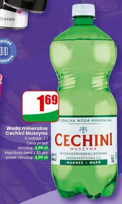 Woda mineralna Cechini Muszyna średnionasycona CO2 promocja w Dino