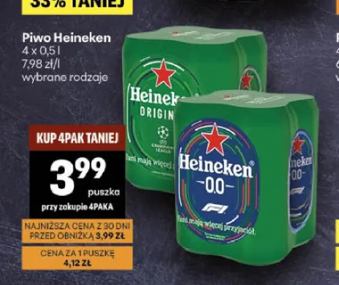 Piwo bezalkoholowe Heineken 4-pak promocja w Delikatesy Centrum