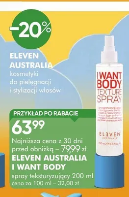 Spray teksturyzujący Eleven Australia I Want Body promocja w Super-Pharm