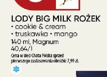 Lody Big Milk rożek mango promocja w Chata Polska