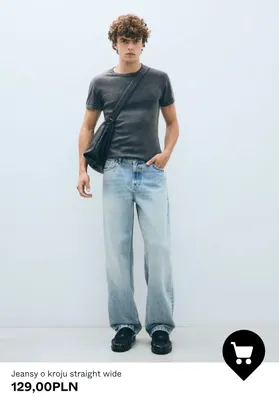 Jeansy o kroju straight wide promocja w Bershka