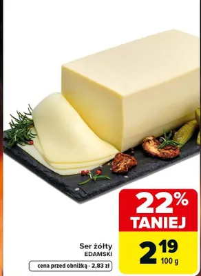 Ser żółty Edamski promocja w Carrefour
