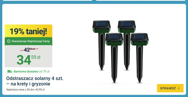 Odstraszacz solarny na krety i gryzonie 4-pak promocja w ERLI