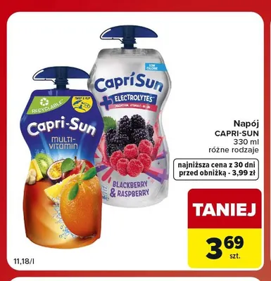 Napój Capri-Sun Electrolytes Blackberry & Raspberry promocja w Carrefour Market