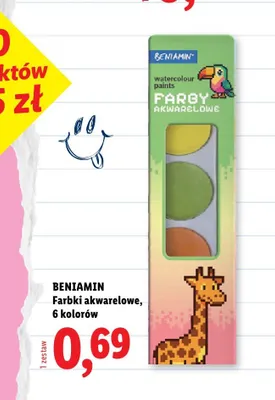 Farbki akwarelowe Beniamin 6 kolorów promocja w Lidl