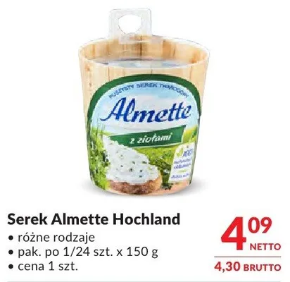 Serek Almette Hochland promocja w Makro