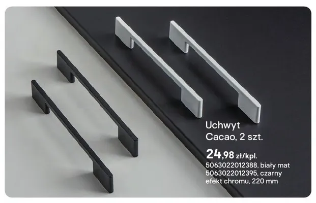 Uchwyt meblowy GoodHome Cacao biały mat 220mm 2-pak promocja w Castorama