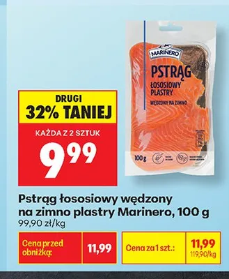 Pstrąg łososiowy wędzony na zimno plastry Marinero promocja w Biedronka