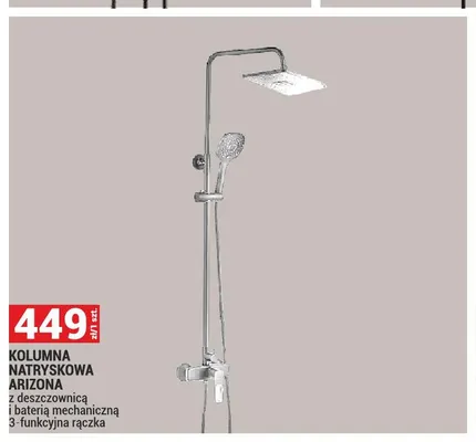 Kolumna natryskowa Arizona z deszczownicą i baterią mechaniczną 3-funkcyjna rączka promocja w Merkury Market