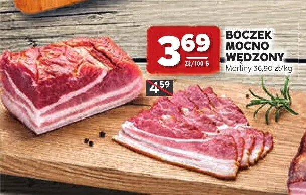 Boczek mocno wędzony Morliny promocja w Stokrotka