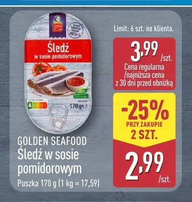 Śledź w sosie pomidorowym Golden Seafood promocja w Aldi