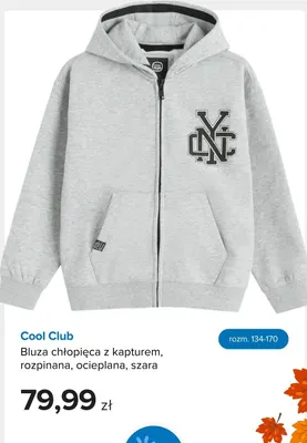 Bluza chłopięca z kapturem rozpinana ocieplana szara Cool Club promocja w Smyk