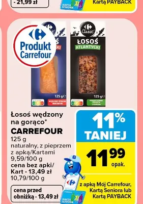 Łosoś wędzony na gorąco Carrefour naturalny promocja w Carrefour